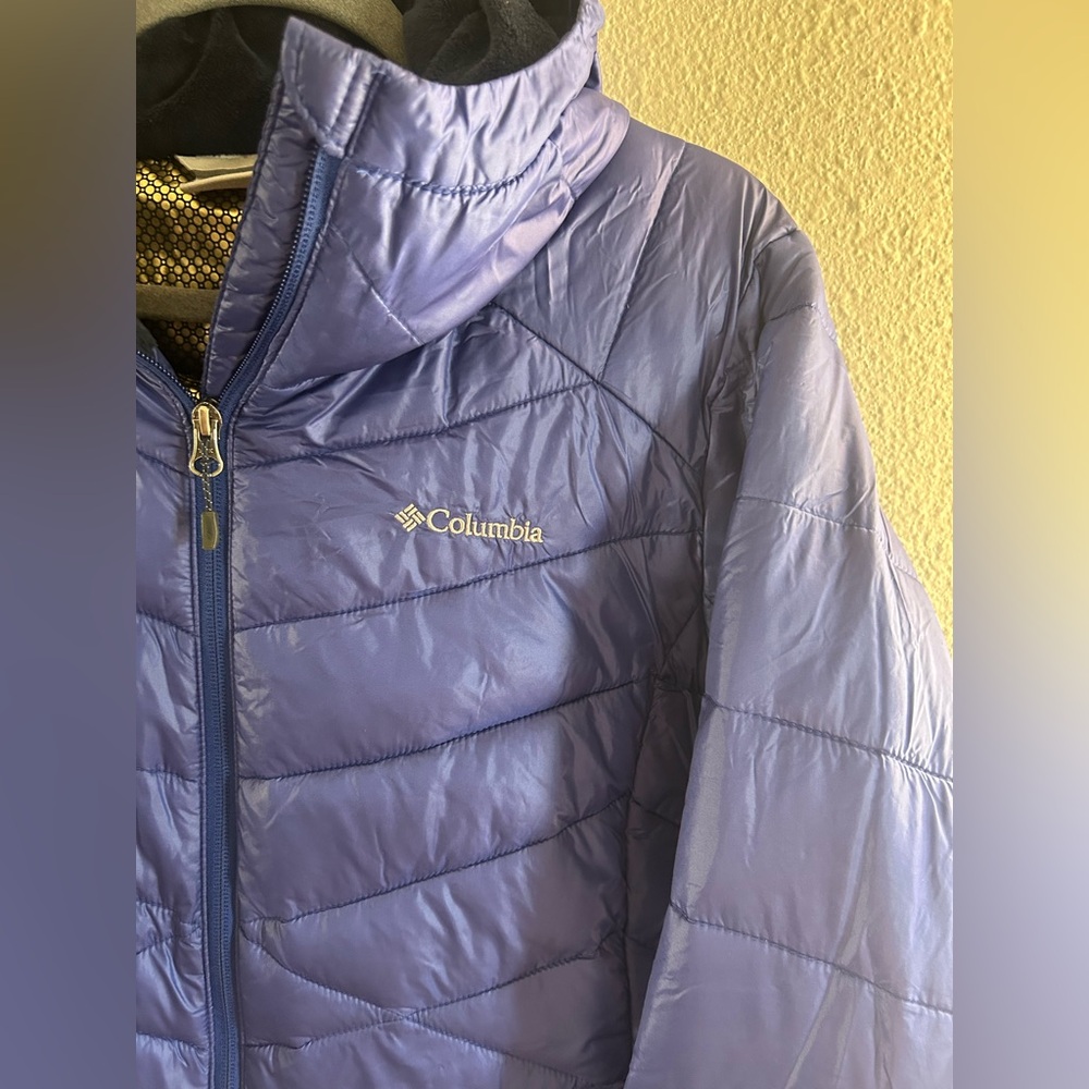 Columbia Joy Peak Mid Hooded Omni Heat Jacket Royal Blue Womens Size XL - Picture 2 of 8
